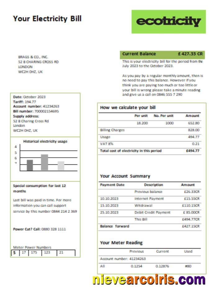 Ecotricity electricity utility business bill